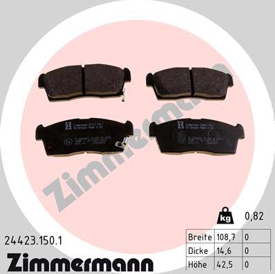 Zimmermann 24423.150.1 - Тормозные колодки, дисковые, комплект autosila-amz.com