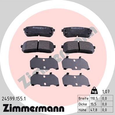 Zimmermann 24599.155.1 - Тормозные колодки, дисковые, комплект autosila-amz.com