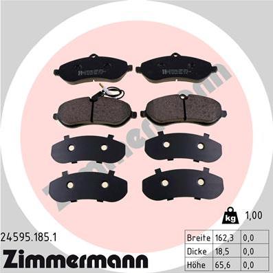 Zimmermann 24595.185.1 - Тормозные колодки, дисковые, комплект autosila-amz.com