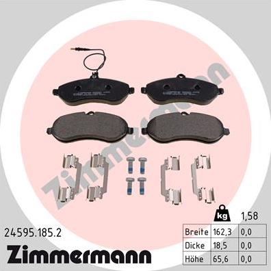 Zimmermann 24595.185.2 - Тормозные колодки, дисковые, комплект autosila-amz.com