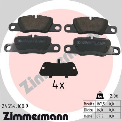 Zimmermann 24554.160.9 - Тормозные колодки, дисковые, комплект autosila-amz.com
