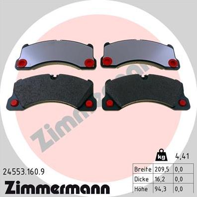 Zimmermann 24553.160.9 - Тормозные колодки, дисковые, комплект autosila-amz.com
