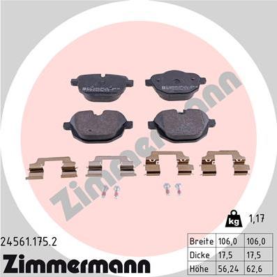 Zimmermann 24561.175.2 - Тормозные колодки, дисковые, комплект autosila-amz.com