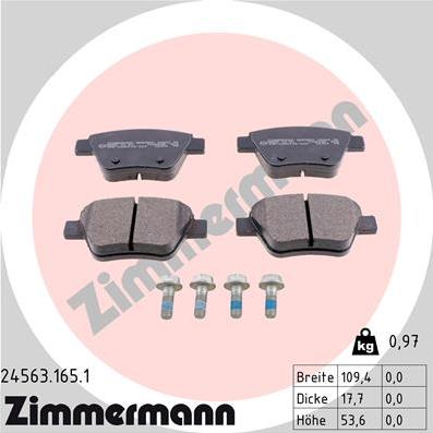 Zimmermann 24563.165.1 - Тормозные колодки, дисковые, комплект autosila-amz.com