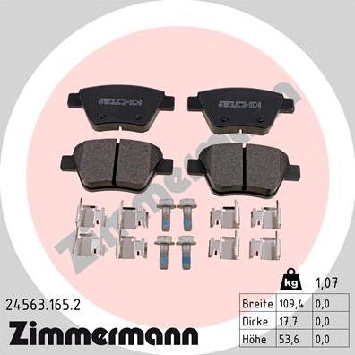 Zimmermann 24563.165.2 - Тормозные колодки, дисковые, комплект autosila-amz.com