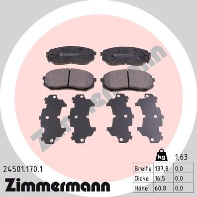 Zimmermann 24501.170.1 - Тормозные колодки, дисковые, комплект autosila-amz.com