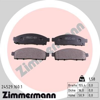 Zimmermann 24529.160.1 - Тормозные колодки, дисковые, комплект autosila-amz.com