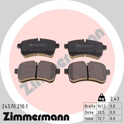 Zimmermann 24570.210.1 - Тормозные колодки, дисковые, комплект autosila-amz.com