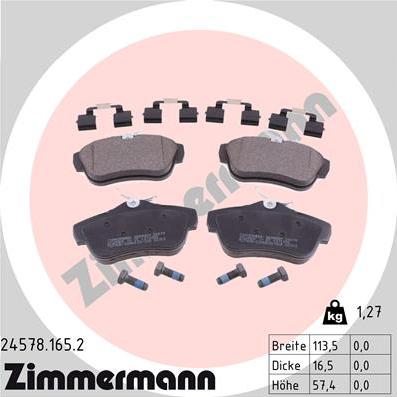 Zimmermann 24578.165.2 - Тормозные колодки, дисковые, комплект autosila-amz.com