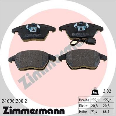Zimmermann 24696.200.2 - Тормозные колодки, дисковые, комплект autosila-amz.com