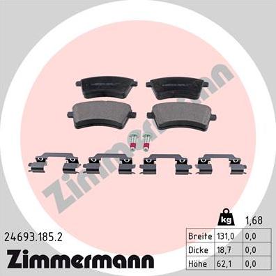 Zimmermann 24693.185.2 - Тормозные колодки, дисковые, комплект autosila-amz.com