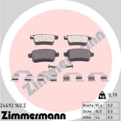 Zimmermann 24692.160.2 - Тормозные колодки, дисковые, комплект autosila-amz.com