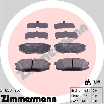 Zimmermann 24653.175.1 - Тормозные колодки, дисковые, комплект autosila-amz.com