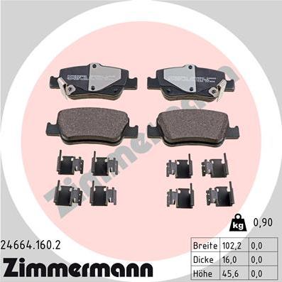 Zimmermann 24664.160.2 - Тормозные колодки, дисковые, комплект autosila-amz.com