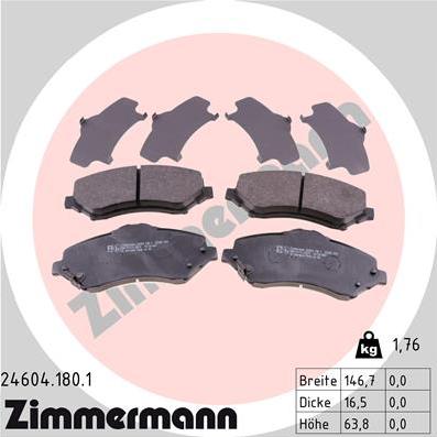 Zimmermann 24604.180.1 - Тормозные колодки, дисковые, комплект autosila-amz.com