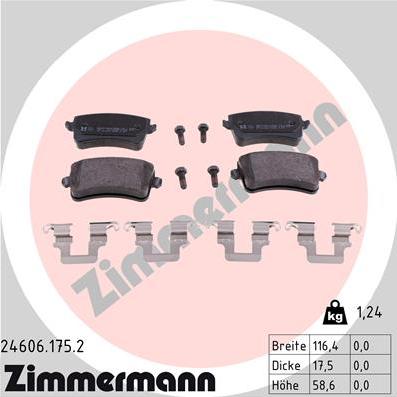 Zimmermann 24606.175.2 - Тормозные колодки, дисковые, комплект autosila-amz.com