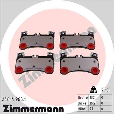 Zimmermann 24614.965.1 - Тормозные колодки, дисковые, комплект autosila-amz.com