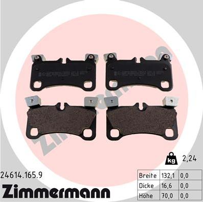Zimmermann 24614.165.9 - Тормозные колодки, дисковые, комплект autosila-amz.com
