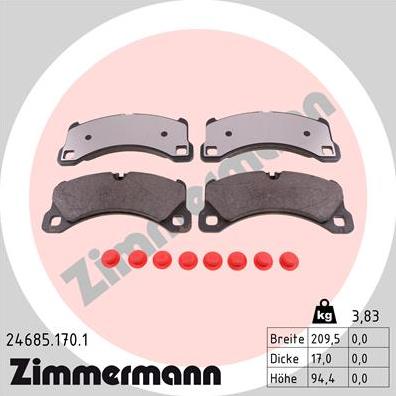 Zimmermann 24685.170.1 - Тормозные колодки, дисковые, комплект autosila-amz.com