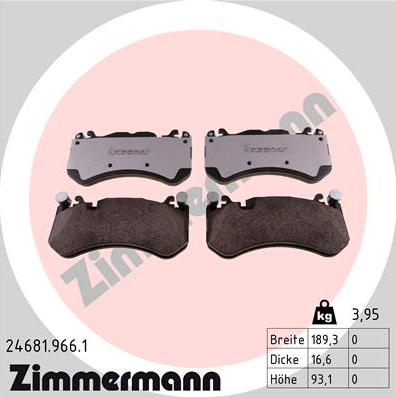 Zimmermann 24681.966.1 - Тормозные колодки, дисковые, комплект autosila-amz.com