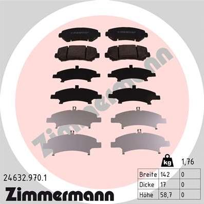 Zimmermann 24632.970.1 - Тормозные колодки, дисковые, комплект autosila-amz.com