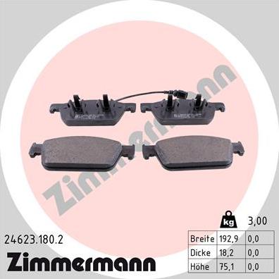 Zimmermann 24623.180.2 - Тормозные колодки, дисковые, комплект autosila-amz.com