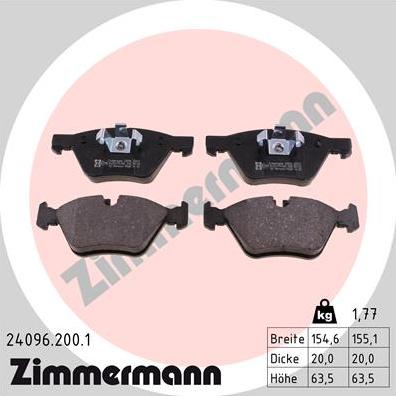 Zimmermann 24096.200.1 - Тормозные колодки, дисковые, комплект autosila-amz.com