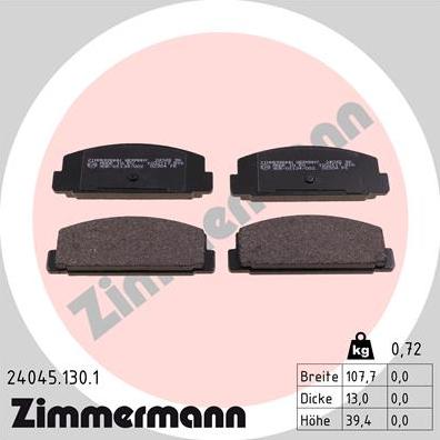 Zimmermann 24045.130.1 - Тормозные колодки, дисковые, комплект autosila-amz.com