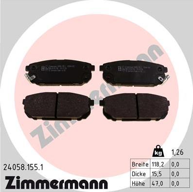 Zimmermann 24058.155.1 - Тормозные колодки, дисковые, комплект autosila-amz.com