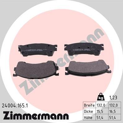 Zimmermann 24004.165.1 - Тормозные колодки, дисковые, комплект autosila-amz.com