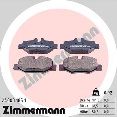 Zimmermann 24008.185.1 - Тормозные колодки, дисковые, комплект autosila-amz.com