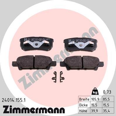Zimmermann 24014.155.1 - Тормозные колодки, дисковые, комплект autosila-amz.com