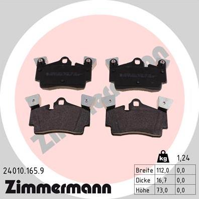 Zimmermann 24010.165.9 - Тормозные колодки, дисковые, комплект autosila-amz.com