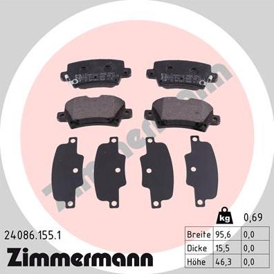 Zimmermann 24086.155.1 - Тормозные колодки, дисковые, комплект autosila-amz.com
