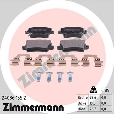Zimmermann 24086.155.2 - Тормозные колодки, дисковые, комплект autosila-amz.com