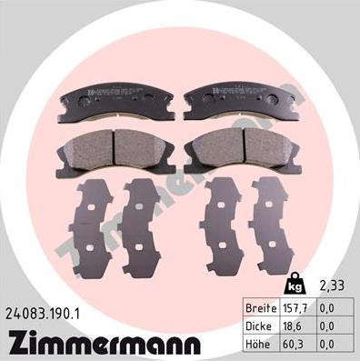 Zimmermann 24083.190.1 - Тормозные колодки, дисковые, комплект autosila-amz.com