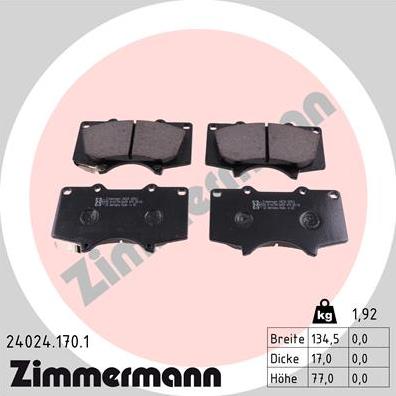 Zimmermann 24024.170.1 - Тормозные колодки, дисковые, комплект autosila-amz.com