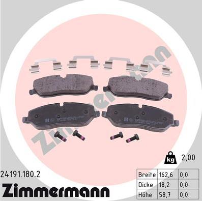 Zimmermann 24191.180.2 - Тормозные колодки, дисковые, комплект autosila-amz.com