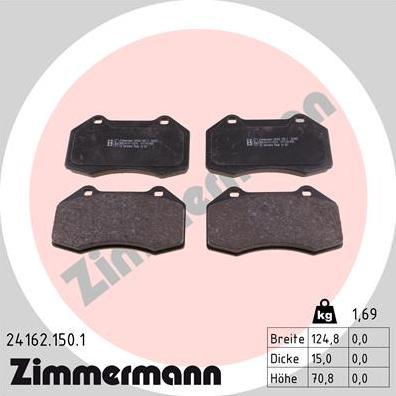 Zimmermann 24162.150.1 - Тормозные колодки, дисковые, комплект autosila-amz.com