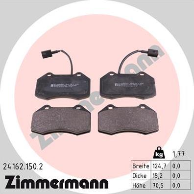 Zimmermann 24162.150.2 - Тормозные колодки, дисковые, комплект autosila-amz.com