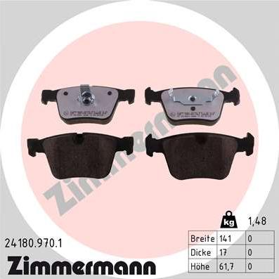 Zimmermann 24180.970.1 - Тормозные колодки, дисковые, комплект autosila-amz.com