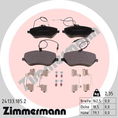 Zimmermann 24133.185.2 - Тормозные колодки, дисковые, комплект autosila-amz.com