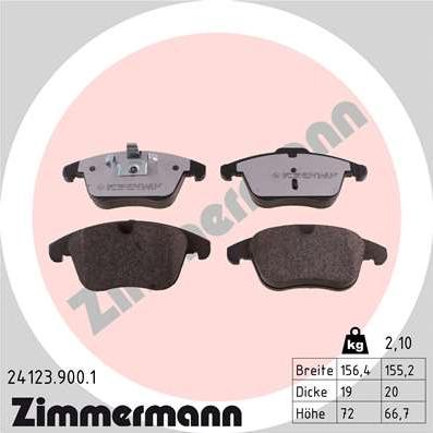 Zimmermann 24123.900.1 - Тормозные колодки, дисковые, комплект autosila-amz.com