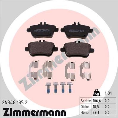 Zimmermann 24848.185.2 - колодки дисковые передние!\ MB W176/W246/C117/X156/Infiniti Q30 autosila-amz.com