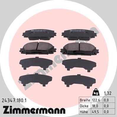 Zimmermann 24347.180.1 - Тормозные колодки, дисковые, комплект autosila-amz.com