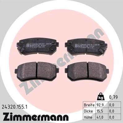 Zimmermann 24320.155.1 - Тормозные колодки, дисковые, комплект autosila-amz.com