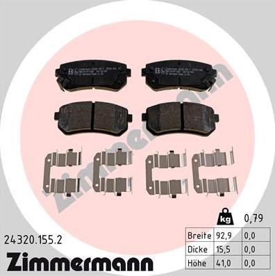 Zimmermann 24320.155.2 - Тормозные колодки, дисковые, комплект autosila-amz.com