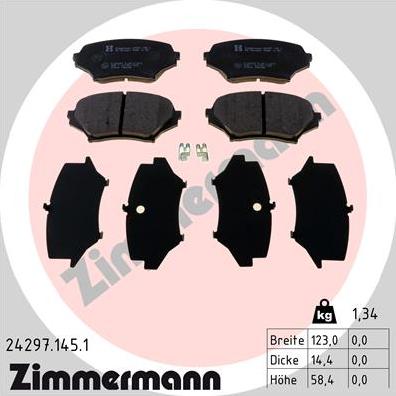 Zimmermann 24297.145.1 - Тормозные колодки, дисковые, комплект autosila-amz.com