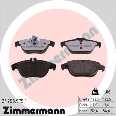 Zimmermann 24253.975.1 - Тормозные колодки, дисковые, комплект autosila-amz.com
