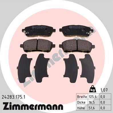 Zimmermann 24283.175.1 - Тормозные колодки, дисковые, комплект autosila-amz.com